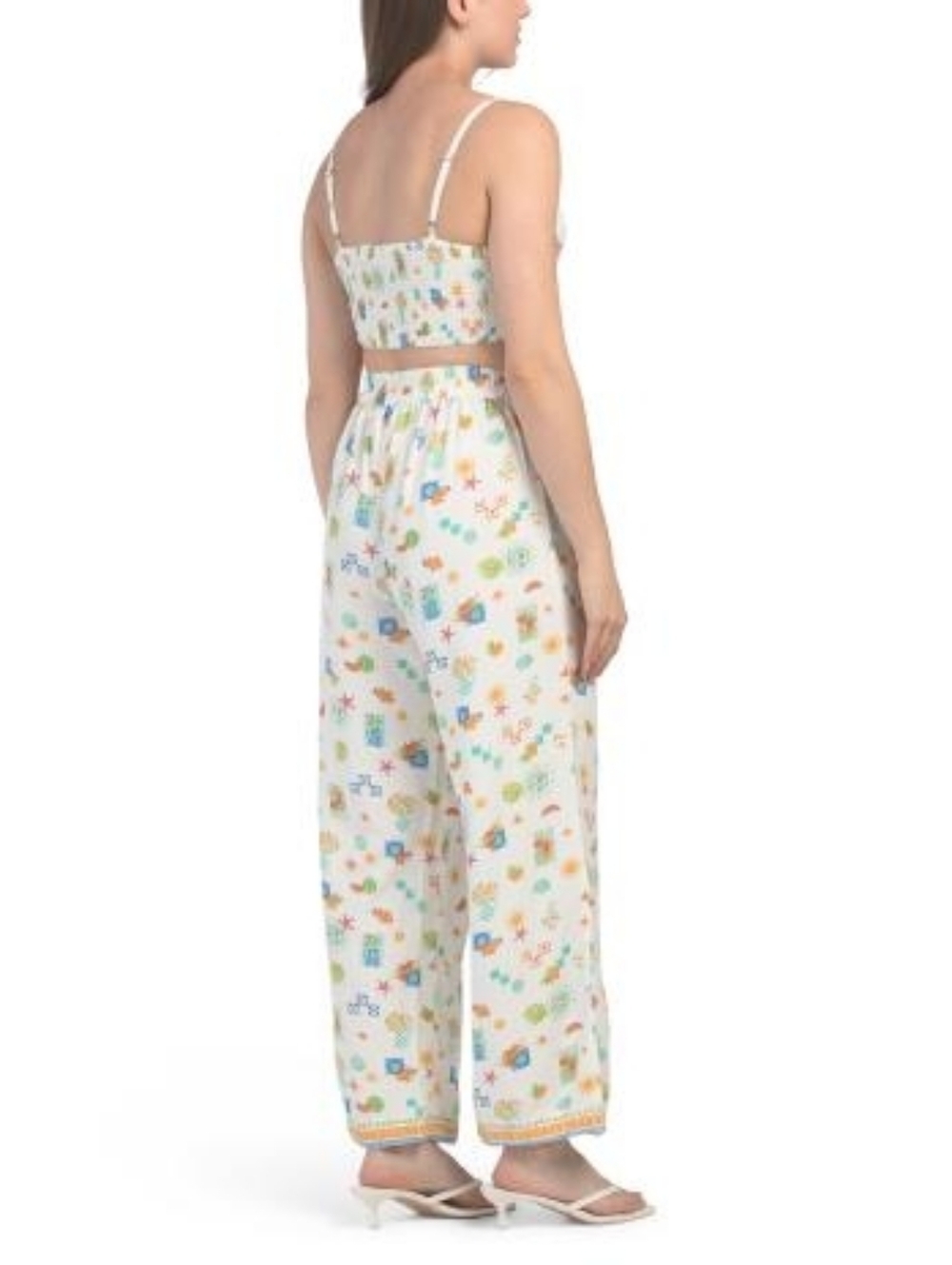 NWT - Midnight Sky Linen Blend Whimsy Printed Top & Pants Set - Size L - Picture 2 of 14